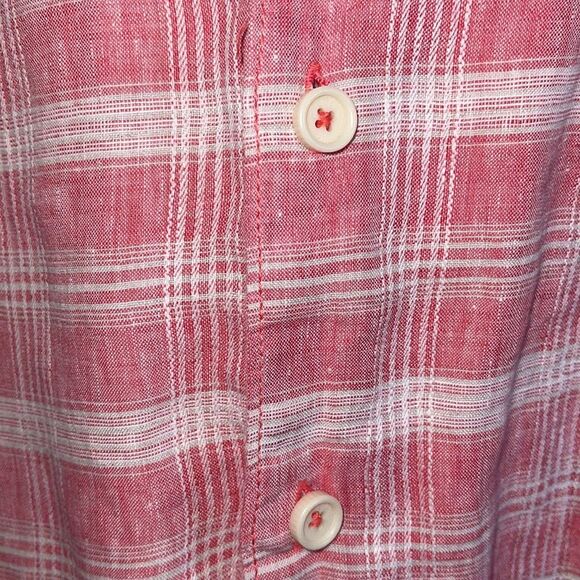 Tommy Bahama Mens Linen Button‎ Down Shirt Sleeve Shirt Pink Plaid XXL Vintage - Picture 3 of 9